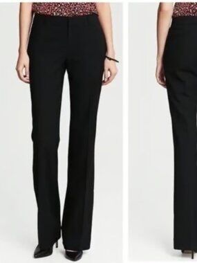 BANANA REPUBLIC Women's 4 Martin Wool Mid-Rise Boot Trouser Career Pants Black